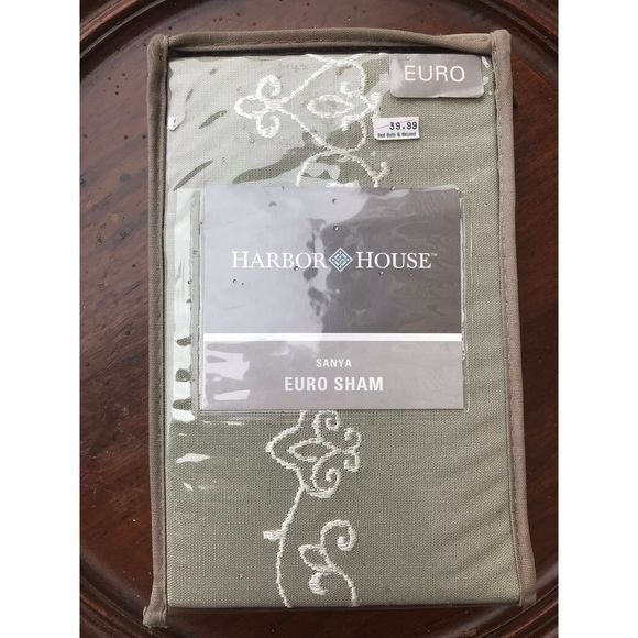 Harbor House Sanya Grey 100% Cotton Damask Embroidered 1 Euro Sham 26”x26” NEW - Picture 4 of 9